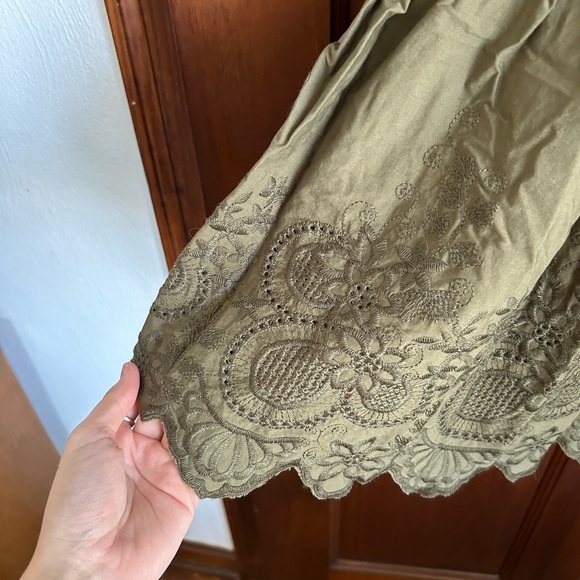 •Jason Wu• olive green embroidered eyelet midi skirt - Picture 2 of 3